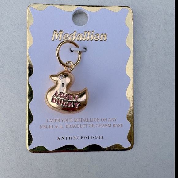 Anthropologie Jewelry - Anthropologie Gold Plated Lucky Duck Charm Pendant